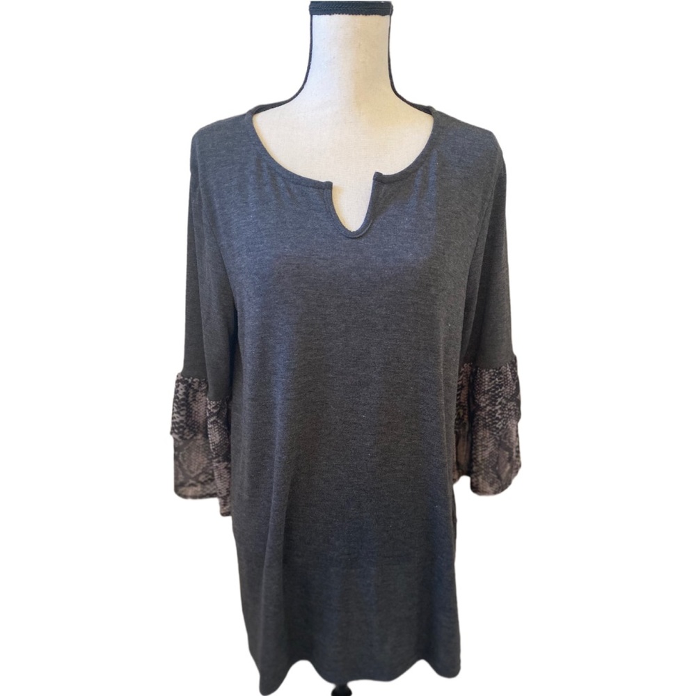 Black & Gray Snake Skin Accent Tunic